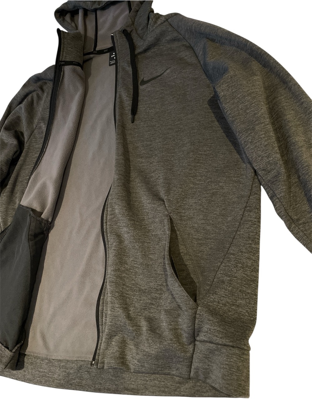 Nike DRI-FIT Gray Size: Large Full-Zip Performance Hoodie